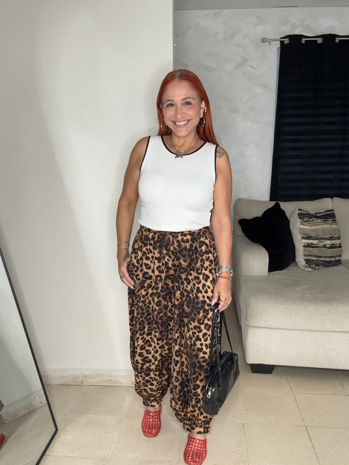 Animal print balloon pants