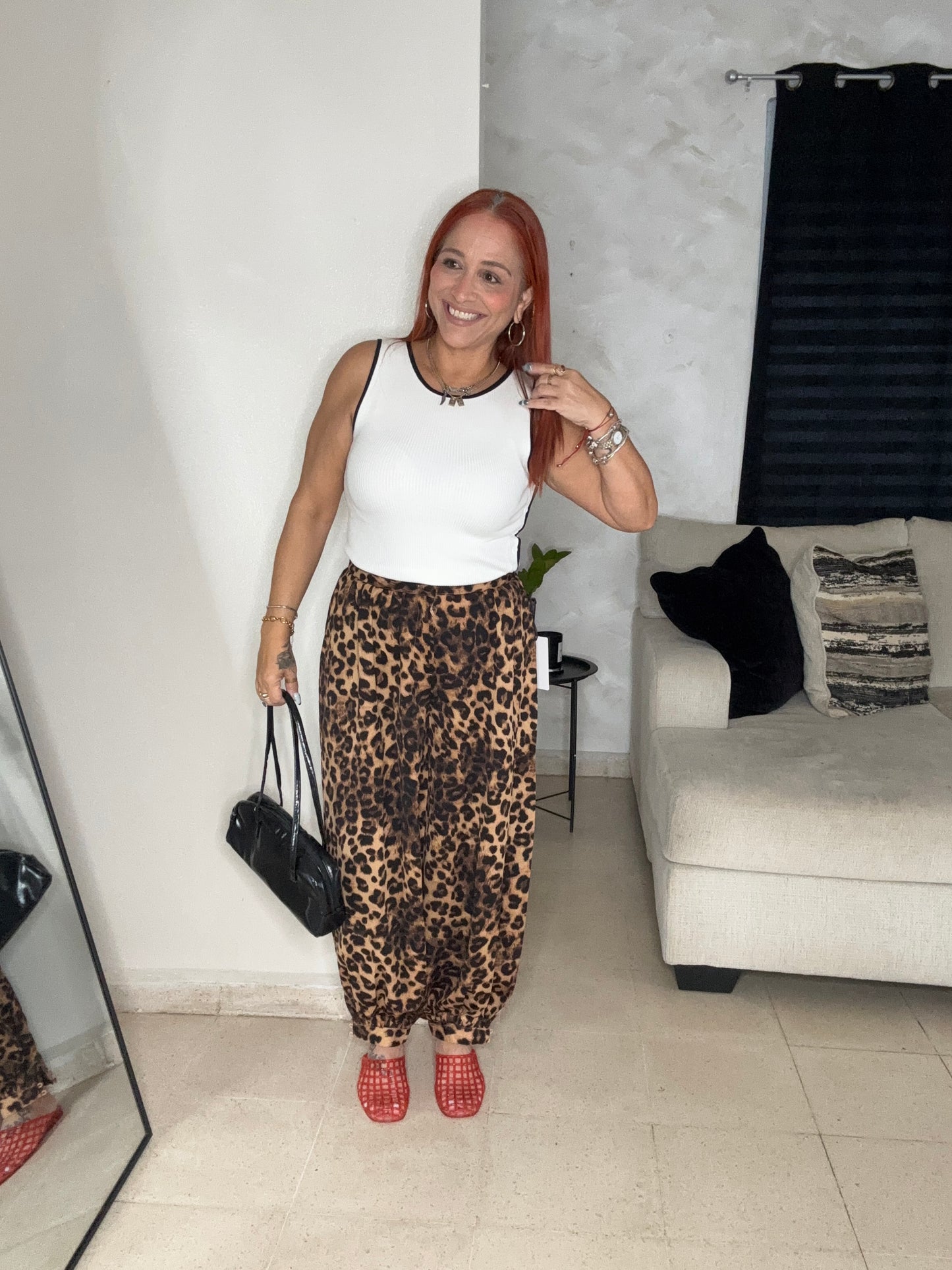 Animal print balloon pants